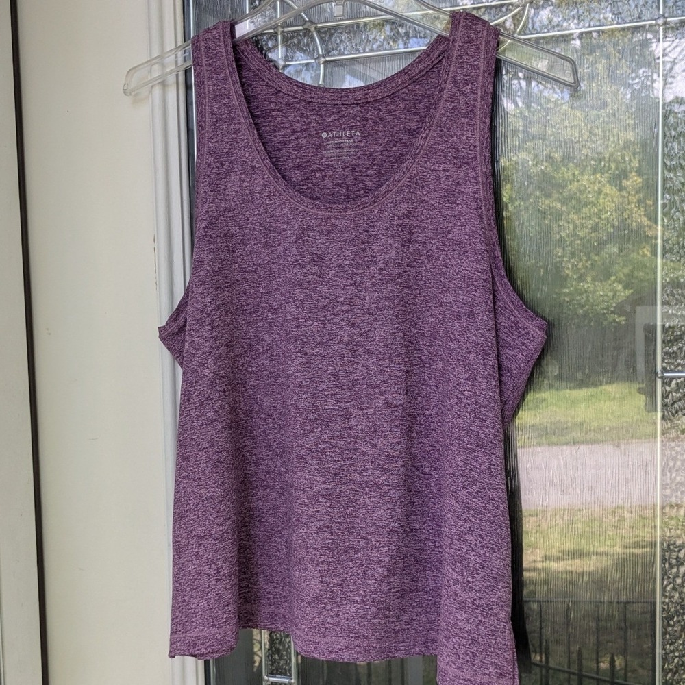 Athleta Uptempo II Tank Purple Heather Scoop Neck Yoga Top Large Activewear Gym - Picture 2 of 8